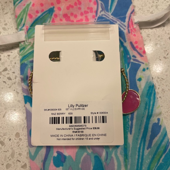 NWT Lilly Pulitzer Get Wild earrings in Razberry. - Picture 6 of 6